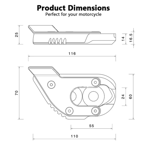 Extension de base de béquille latérale de moto pour titane 2