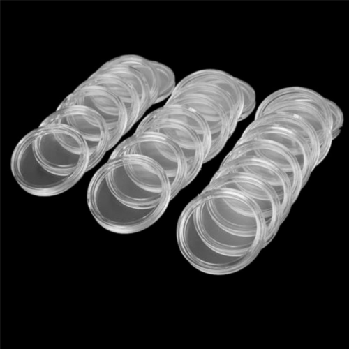 100Pcs 21mm Plastic Coin Capsules Box Storage Clear Round 2