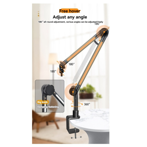 RGB Microphone Arm Stand,Mic Arm with RGB Light B