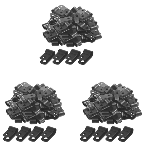 1000 Pcs 1/4 Inch Black Nylon R-Type Cable Clips for Mounting