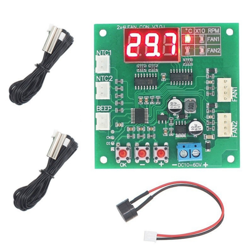 2 Channel 4 Wire DC 12V 24V 48V PWM Motor Fan Speed Controller