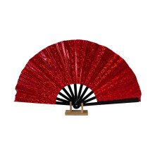 Folding Hand Fan,Plastic Hand Held Folding-Red Black fan frame