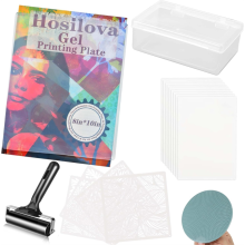 Reusable Gel Printing Plate - 8x10In Gel Plate with Rubber