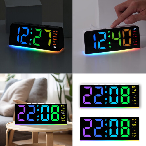 Multifunctional LED Alarm Clock Night Light Quiet-black shell 2
