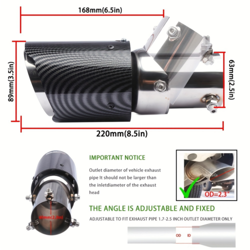 Car Modification Carbon Fiber Tailpipe 63-89mm Tailpipe 1