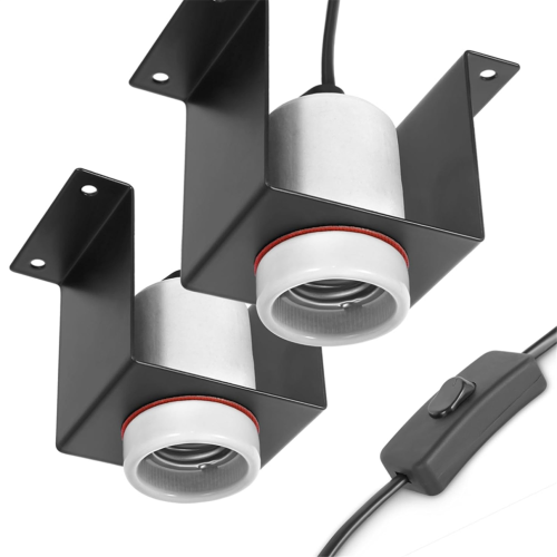 Reptile Ceramic Socket,Heat Lamp Holder Bulb Not Included 2pc EU Plug