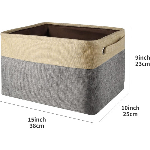 Carry Handles, Sturdy Handles Foldable Organizer with Multi-Purpose Storage, Ample Capacity Square Shape Collapsible Design Storage Bins with Fabric C 2