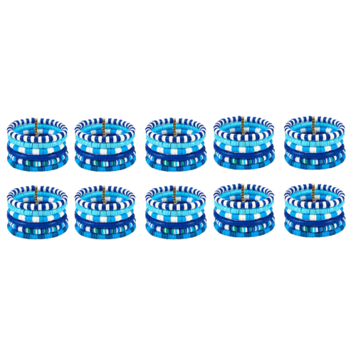 Set di 10 braccialetti dell'amicizia blu con perline, elastici