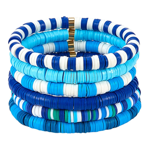 Set di 10 braccialetti dell'amicizia blu con perline, elastici 1