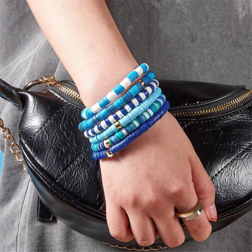 Set di 10 braccialetti dell'amicizia blu con perline, elastici 2