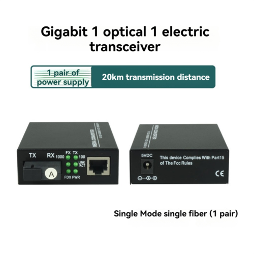 1 Paar Media-Ethernet-Konverter-Transceiver mit EU-Stecker 2