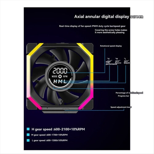 120mm ARGB PC Fan with Screen Daisy Chain 5V 3-Pin Reverse 2