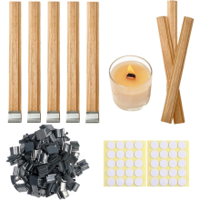 200 ensembles de mèches et supports de bougies en bois double couche