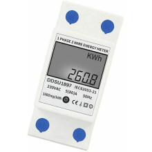 Energimåler, enfaset LCD-skjerm for energimåler i sanntid, enkel installasjon med DIN-skinnemontering