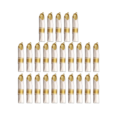 25 Pre Rolled Gold Plastic Silverware - Silverware Set