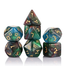 7Piece Polyhedral Dice Set (D4, D8, D10, D12, D20) in Sparkling Mixed Colors for Tabletop Games and Parties