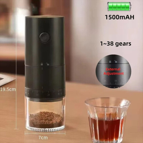Moulin à café électrique rechargeable USB - 38 vitesses réglables, blanc 2