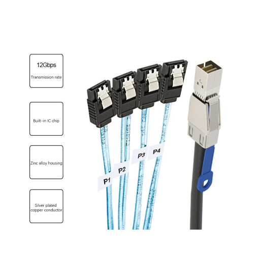 Καλώδιο σκληρού δίσκου Mini SAS HD SFF-8644 σε 4 x SATA 7Pin για διακομισ 1