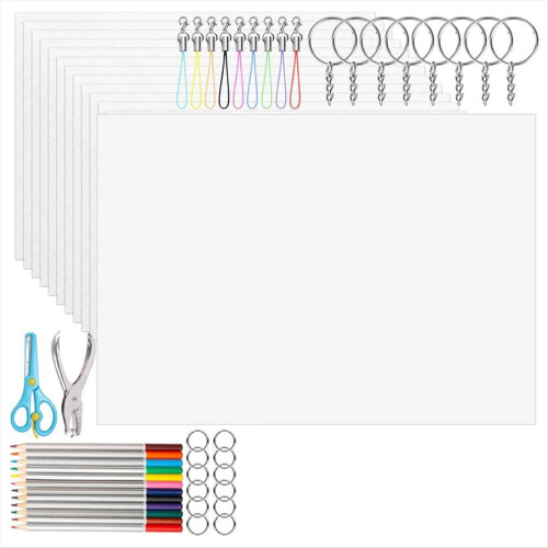 Kit de porte-clés en feuilles de plastique rétractable, 234 pièces