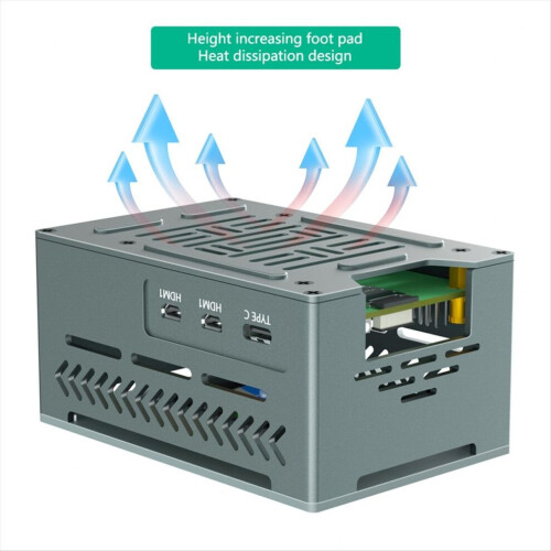 Θήκη για Raspberry Pi 5, με ανεμιστήρα 4010 PWM και ψύκτρες από χαλκό 2