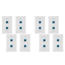 Placa de pared Ethernet de 2 puertos, 4 piezas, conector RJ45 Cat6 hembra a hembra