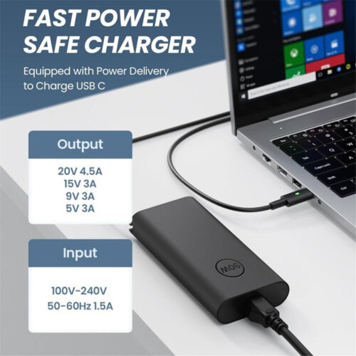 90W USB-C laptoplader voor DELL Type C AC-adapter met netsnoer (EU) 1