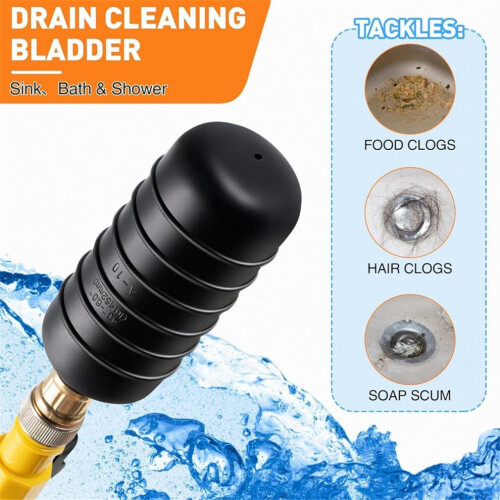 3 PCS Drain Cleaning Bladders Fits 1 to 6 Drain Pipe 2