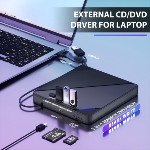 Εξωτερική μονάδα CD/DVD 7 σε 1 για φορητό υπολογιστή, μονάδα δίσ 2