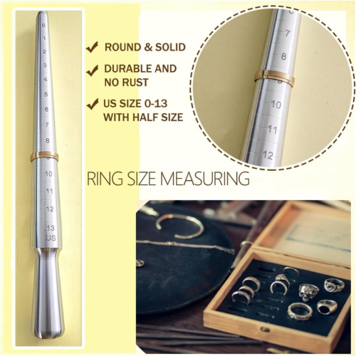 Ring Mandrel Metal Ring Sizer Measuring Tool Ring Size Measurer 1