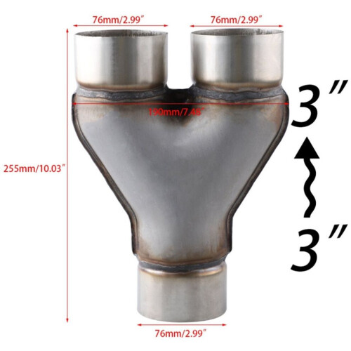 51 63 76MM Y Pipe Double Outlet Muffler Tip 1