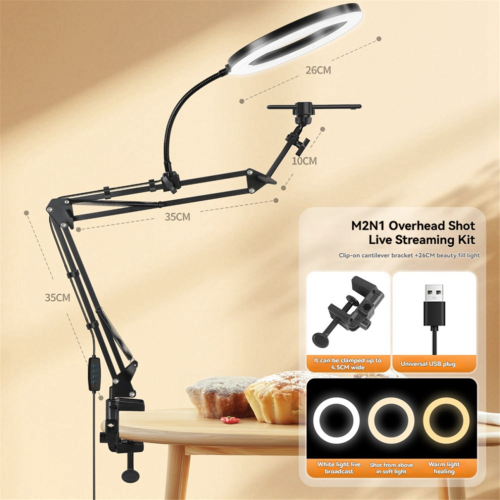 Support de lumière d'appoint LED pour diffusion en direct avec bras robotisé flexible 1