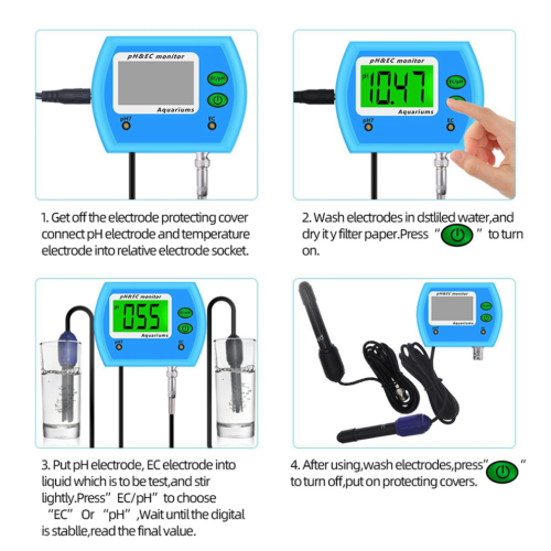 Online-pH-/EC-Messgerät mit Säuremessgerät (2-in-1-Gerät) – pH-/EC-Messgerät mit EU-Stecker 2