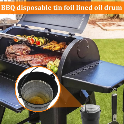 Grillfetteimer mit 15 Blecheinsätzen 2