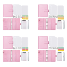 A6 Budgetordner mit Reißverschlusstaschen, Budgetplaner-Buch, rosa