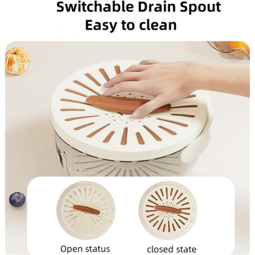 2Pcs Draining Bowl Drainage Basket Funnel Bilayer Foldable Fruit 1
