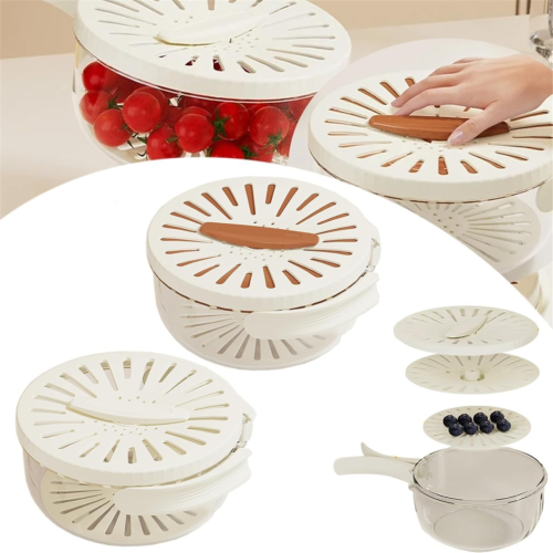 2Pcs Draining Bowl Drainage Basket Funnel Bilayer Foldable Fruit 2
