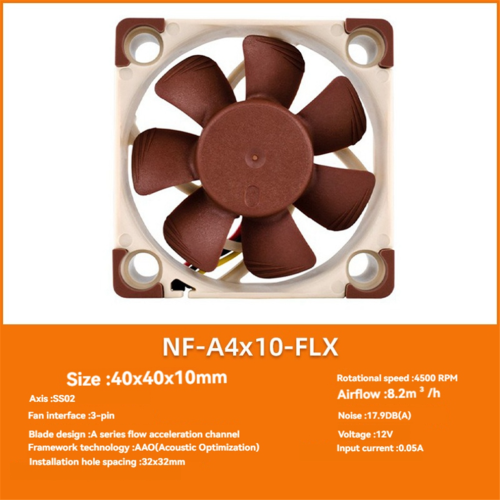 Ventola per case A4x10 5V PWM, 3 pin, 12V, 40x40x10mm, sottile 1