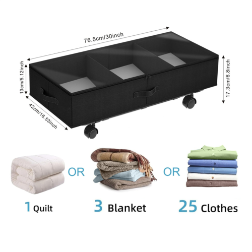 Under-Bed Locker Storage Box with Wheels Bed Bottom Storage Box 1