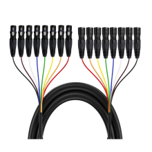 8-kanalig 2 m professionell multimediakabel med 3 stift XLR