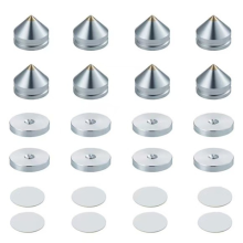 8-delige set luidsprekerstandaardvoetjes, voetkussens van aluminiumlegering met kegelvormige spikes.
