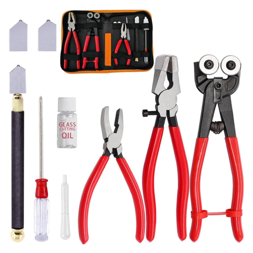 Glass Cutting Tool Set Kit, Wheeled Glass Tile Nippers Set 2
