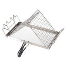 Tostadora de acero inoxidable plegable para acampar y aventuras