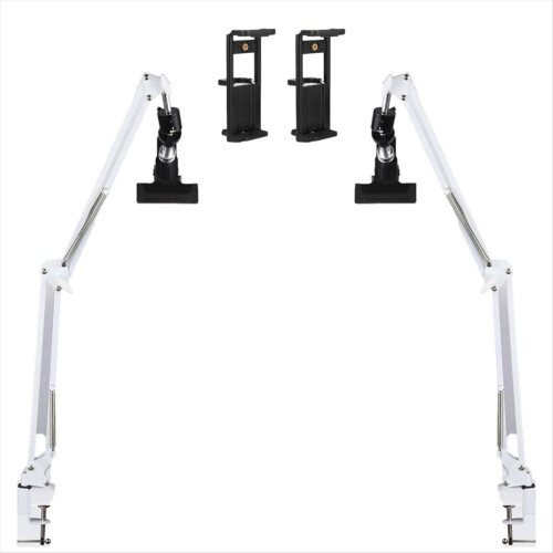 2-Piece White Adjustable Embroidery Hoop Stand for Handiwork