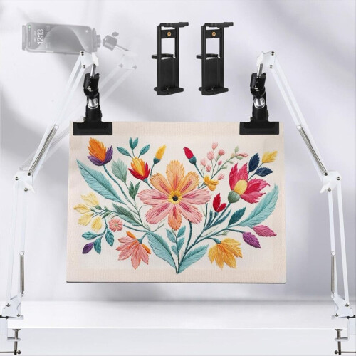 2-Piece White Adjustable Embroidery Hoop Stand for Handiwork 1