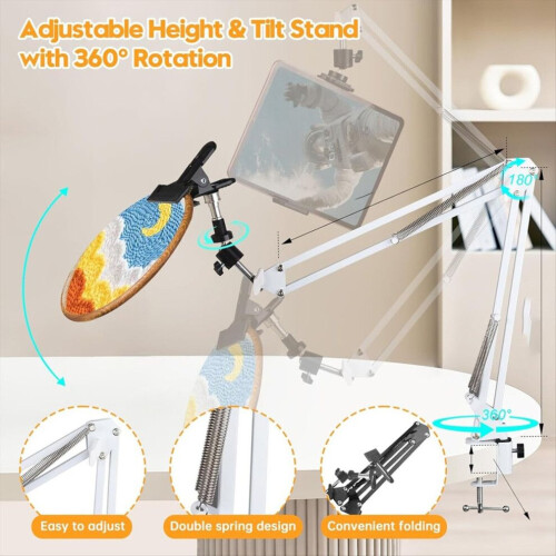 2-Piece White Adjustable Embroidery Hoop Stand for Handiwork 2