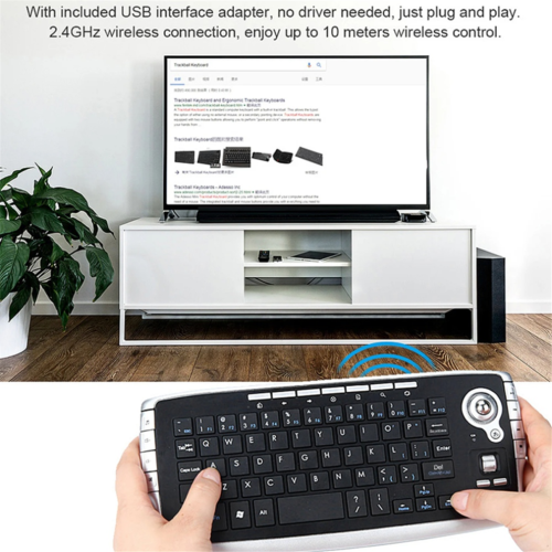 Wireless Keyboard with Trackball Mouse Scroll Wheel Remote Control 2