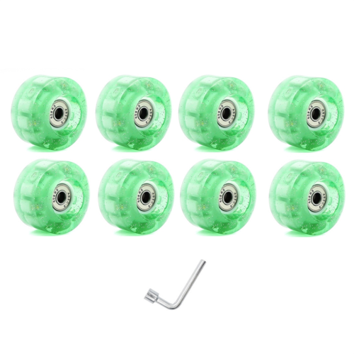 8-teiliges Set glitzernder, leuchtender Rollschuhrollen, grün 1