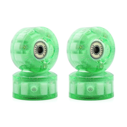 8-teiliges Set glitzernder, leuchtender Rollschuhrollen, grün 2