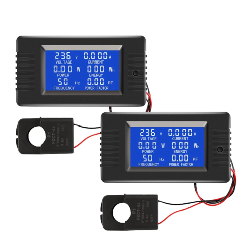 2pcs AC Voltage Current Power Meter LCD Digital Ammeter Multimeter 2