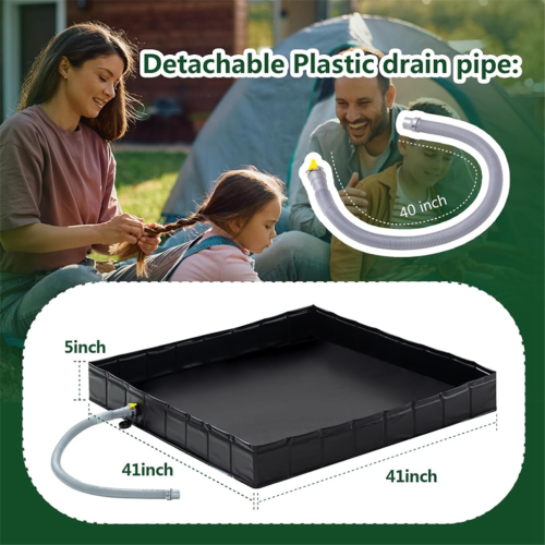 Portable Shower Pan, 41x41inch Foldable Shower Base & Basin Floor 1